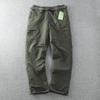 Men's Winter Casual Pants Windproof and Waterproof Outdoor Plus Velvet Soft Shell Pants Straight  Multi-bag Tooling Men Gift Belt