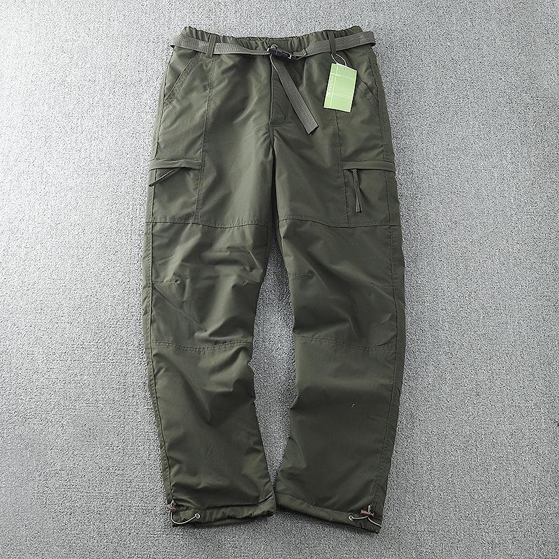 Men's Winter Casual Pants Windproof and Waterproof Outdoor Plus Velvet Soft Shell Pants Straight Multi-bag Tooling Men Gift Belt