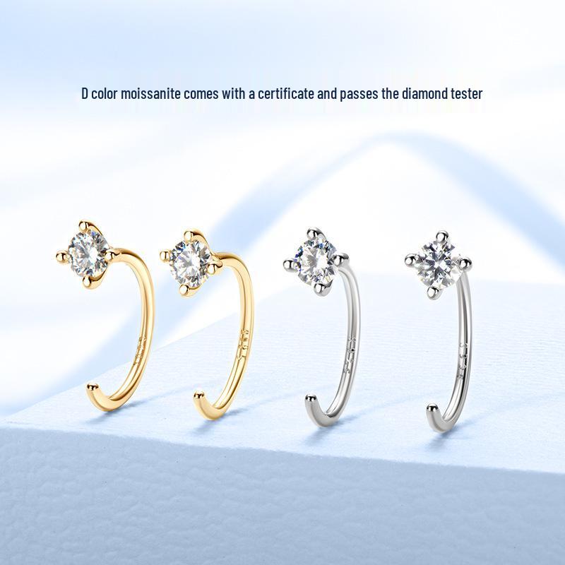 Classic Four-Prong D-Color Moissanite Earrings in 18K Gold-Plated 925 Sterling Silver