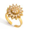 Yori Women's Sparkling Cubic Zirconia Flower Rotating Opening Ring Stainless Steel Trending Finger Jewelry Accessories Gift
