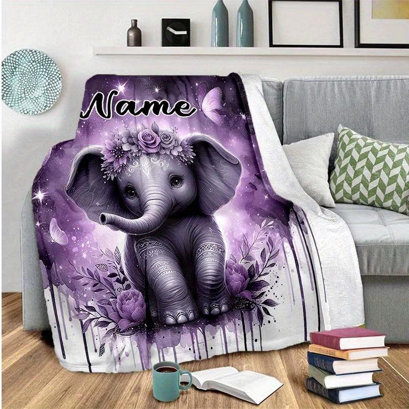 Purple Elephant Customize Your Name Blanket Warm Comfortable And Soft Blankets Are Suitable For Home Lunch Break Blanket Office Sofa Sofa Gift To