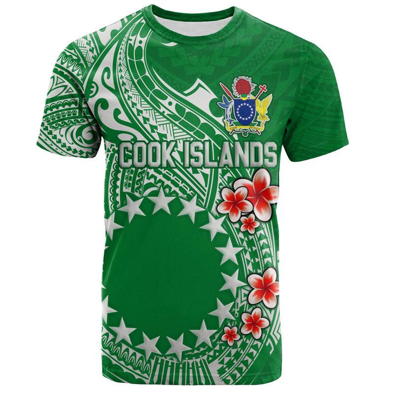 3D The RepublicOf Cook Islands Flag Map Printed T Shirt Cook Islands Coat Of Arms Graphic T-shirts For Men Vintage Short Sleeves