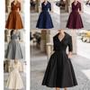 Elegantes Satinkleid mit langen Ärmeln und hoher Taille für Business und Streetwear
