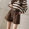 Casual High Waist Corduroy Shorts Women's A-line Loose Wide-leg Pants