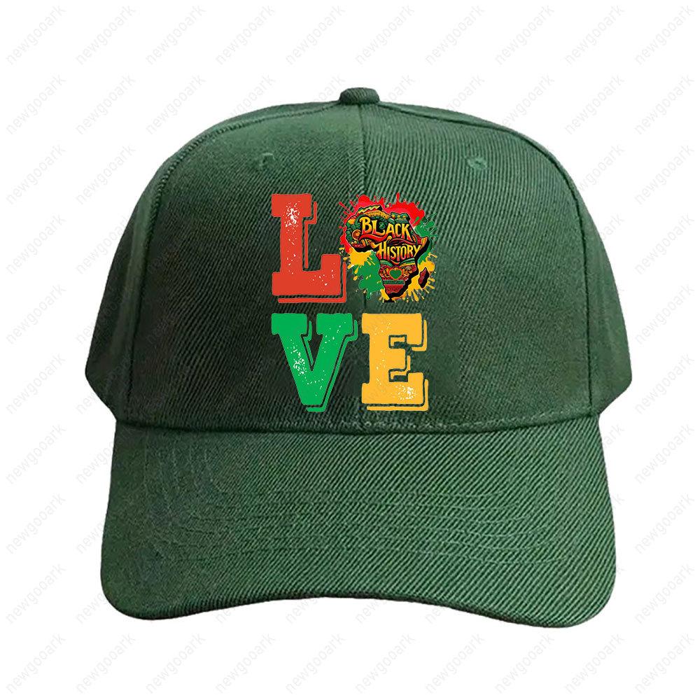 LOVE Black History Month Celebrate Black History Cap Women Unisex Peaked Hat Fashion Casual Adjustable Printed Baseball Caps