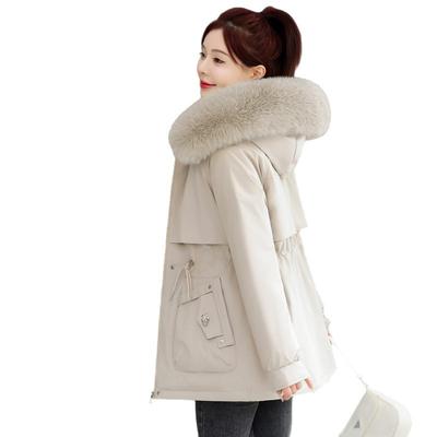Down Jacket Women's Winter New Korean Style Loose-fitting Cotton Coat Plus Velvet Thickened Waist Cotton-padded Jacket