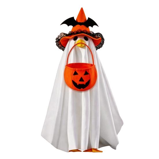 Yousheng Halloween Ghost Goose Costume, Wizard Hat, Ghost Cape, Pumpkin Candy Bag, Outdoor Yard Decoration for Goose Statue or Garden