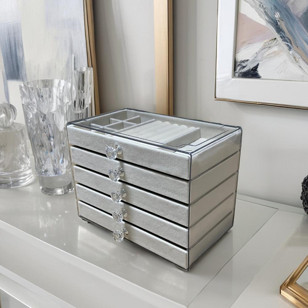 Mehrschichtige Schmuckschatulle aus Flanell mit Schublade, Ohrstecker, Armband, Aufbewahrungsregal, Schmuckschatulle, geeignet für Ehefrauen, Weihnachtsgeschenke, Ostern, Valentinstag