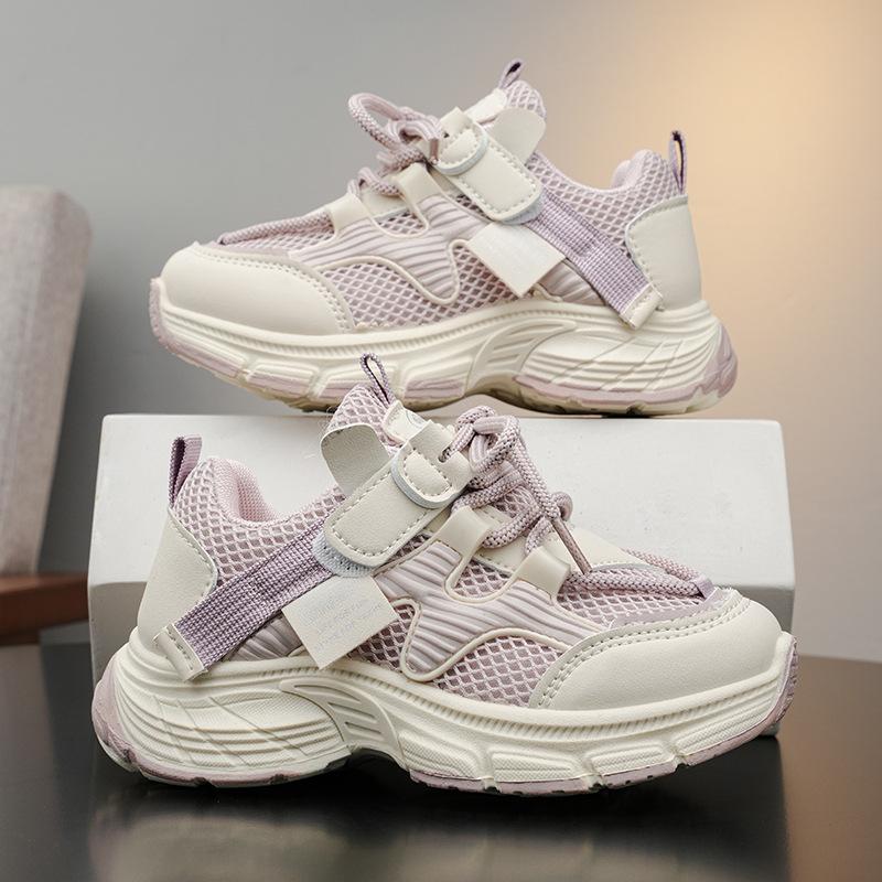 Girls' Dad-style Mesh Children's sneakers2026New Breathable Running Shoes for Older Children, Cartoon Casual Mesh Shoes