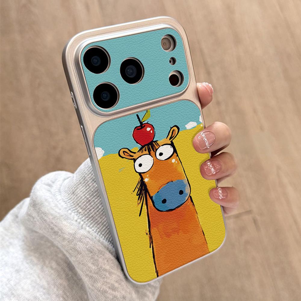 Applicable To iPhone17promax Mobile Phone Case, Anti-drop Corning Case, Apple 16 Men's and Women's All-inclusive 15 Scribbled Pony.