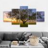 5 Panels Landscape Tree Posters Canvas Painting Sunset Sky Pictures Prints Wall Art For Living Room Modern Home Decor No Frame