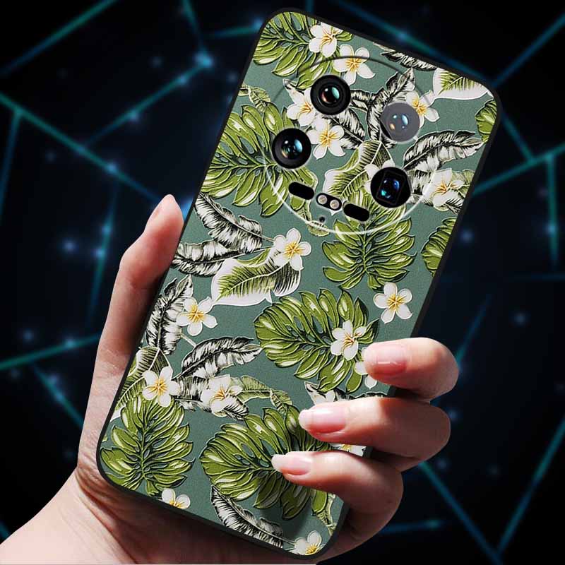 Pour Xiaomi 14 Ultra Coque 15Ultra 13Ultra Pare-chocs Souple en Silicone Fleurs 3D Gaufrées Coques de Téléphone pour Xiaomi 15 Ultra Coque Arrière Funda
