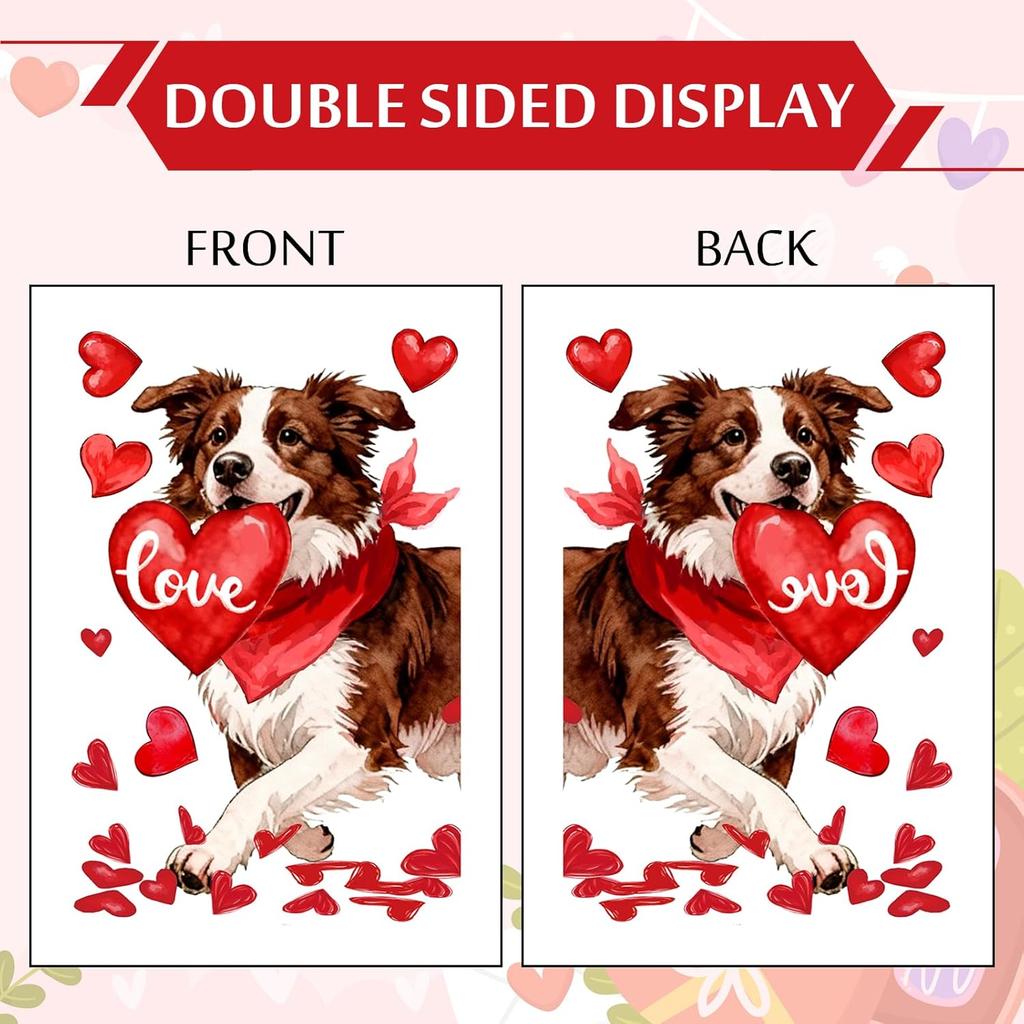 Valentine's Day Window Clings Window Stickers Love Heart Dog Double-Sided Glass Decals for Wedding Anniversary Home Office Classroom Party Wall