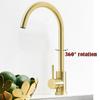 1Set of Brushed Golden Light Luxury Hot and Cold Dual Control Kitchen Sink Faucet, 360-Degree Rotating Faucet, Suitable for Kitchen Sinks