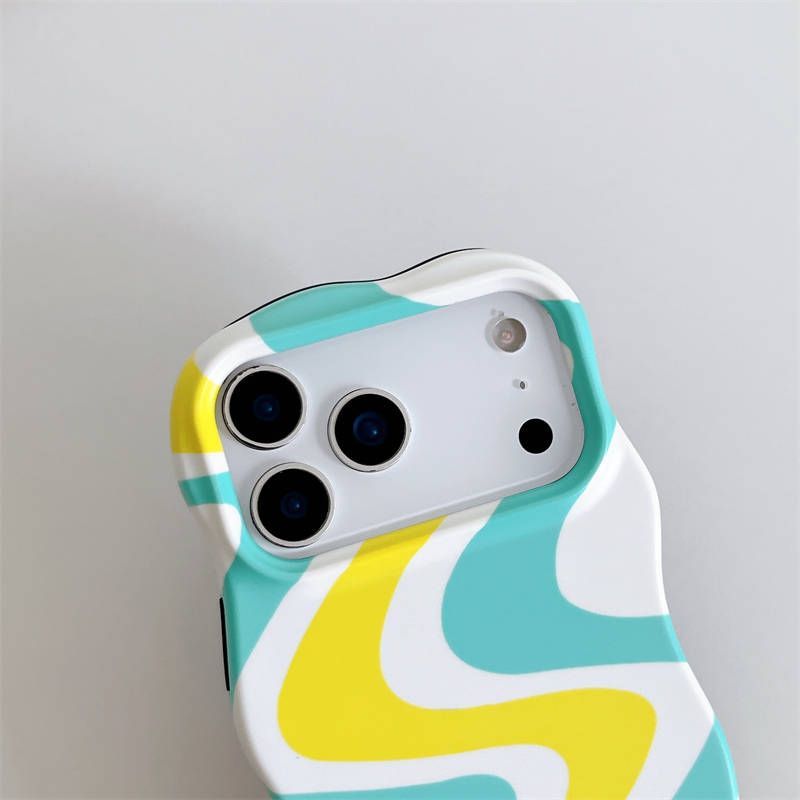 Color Blocking Wave Film Color Ripple Phone Case For Apple iPhone 17 16 15 14 13 Pro Max Shockproof Hard Proteciton Cover Coque