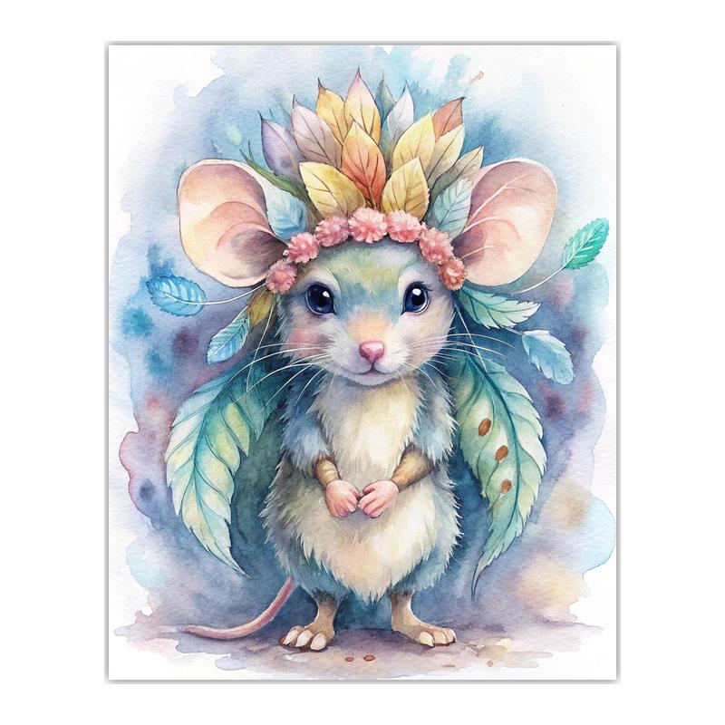 Animal Wall Art, Floral Wreath Canvas Print, Cute Forest Creature Nursery Poster Prints for Kids Bedroom Home Decor