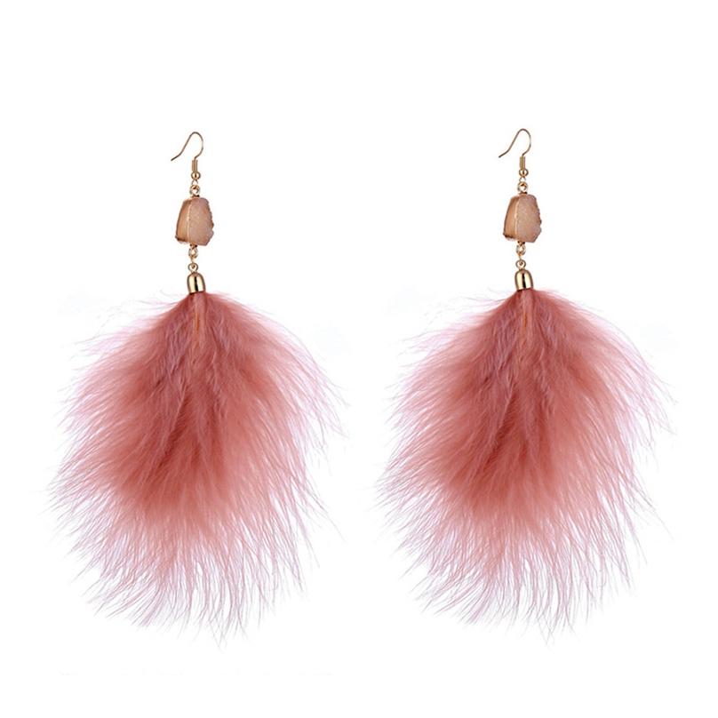 

Женские серьги-перья с большой висячей серьгой в подарок, летние украшения One Size розовый