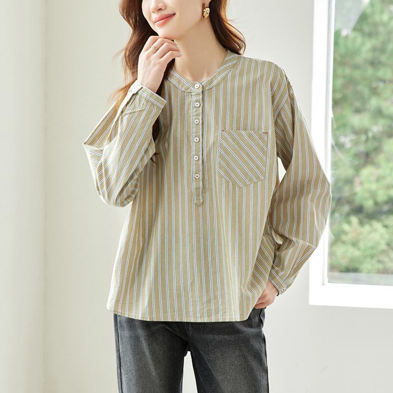 

Женская новая модель универсальной полосатой рубашки-пуловера свободного кроя с круглым вырезом, темпераментная рубашка с длинными рукавами XXL