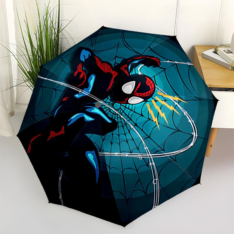 

Spider-Man: Into the Spider-Verse Miles Morales T-Shirt Umbrella, Cute Umbrella with Cute Design, Portable 3-Fold Compact Umbrella for Men & Women,