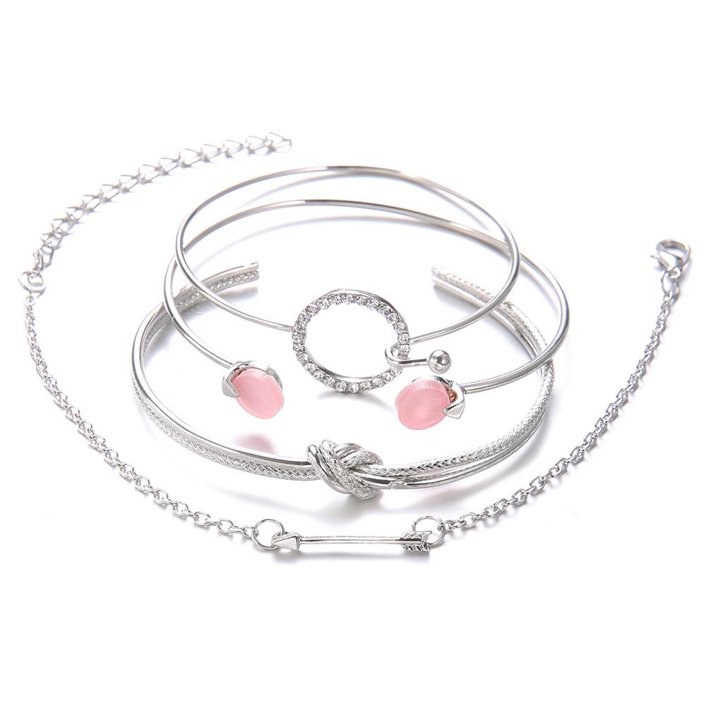 Simple Style Simple Female Personality Knotted Ring Circle Diamond-Encrusted Arrow Bracelet Bracelet Four-Piece Set Bracelet