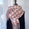 Women's Medium-Length Houndstooth Scarf - Warm, Sweet Style, Imitation Cashmere, Tassel Snood, Thick Shawl