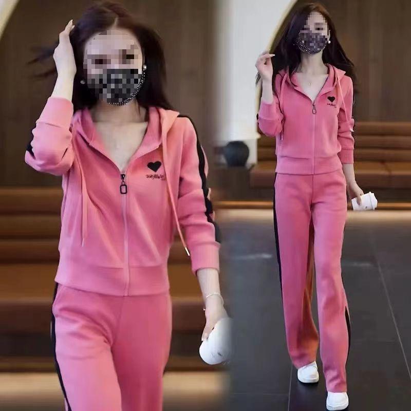 Versatile Slim Fit Sports Pants & Hooded Zipper Jacket Set