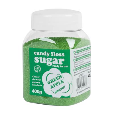 Azúcar de algodón de azúcar de colores, verde, sabor a manzana, 400 g