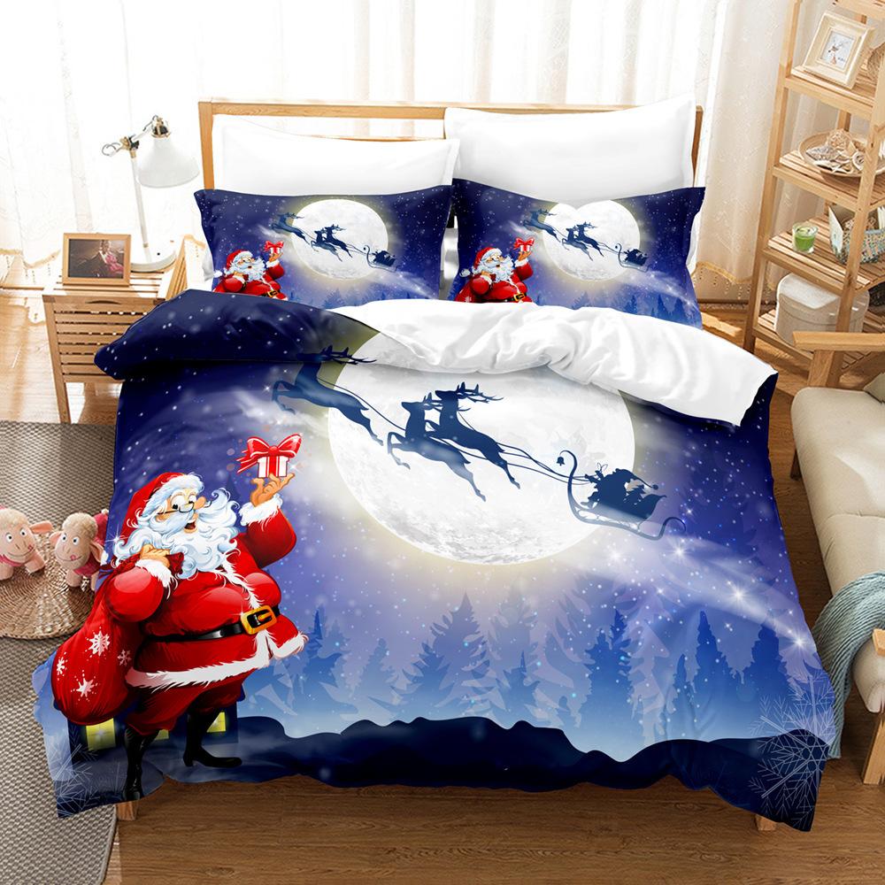 3D Digital Printing Three-Piece Set, Santa 2 Printing Bedding Kit