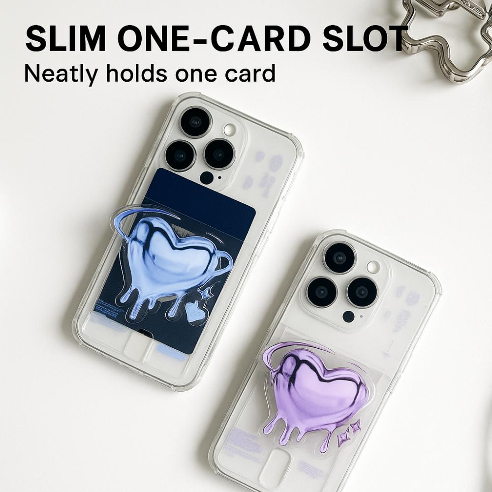 Tendința Adorabilă: Husă transparentă din silicon moale cu inimă drăguță pentru carduri, cu suport tip grip pentru iPhone 16 (Roz)