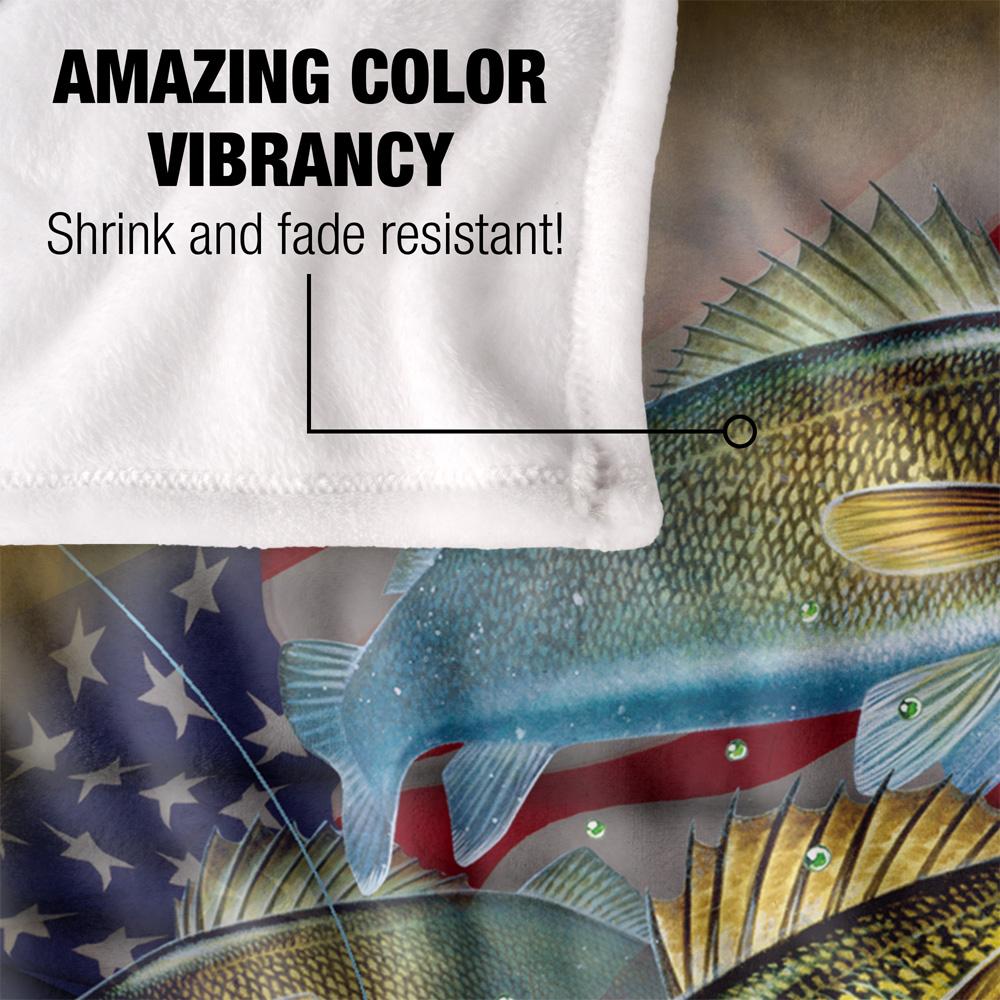 JQ Licensing Silky American Flag Fishing Supersoft Blanket