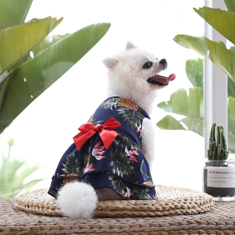 Hawaiian Style Bow Dog Skirt for Small Medium Dogs Soft Breathable Clothes Pet Cat Vest Chihuahua Yorkies Outfit Pet