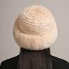 Gestrickte Flauschige Pelzmütze Damen Handgefertigt Winter Kopfbedeckung Warme Mützen