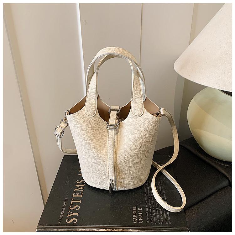 Retro zámek taška na zeleninu nový temperament měkká kůže kbelíková taška jednobarevná výklenková kabelka