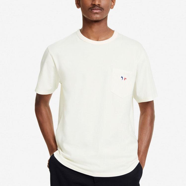 Maison Kitsune FW21 Little Fox Three-Color Embroidered Crew Neck Short Sleeve T-Shirt Men Tops Off-White HM00104KJ0008-P701
