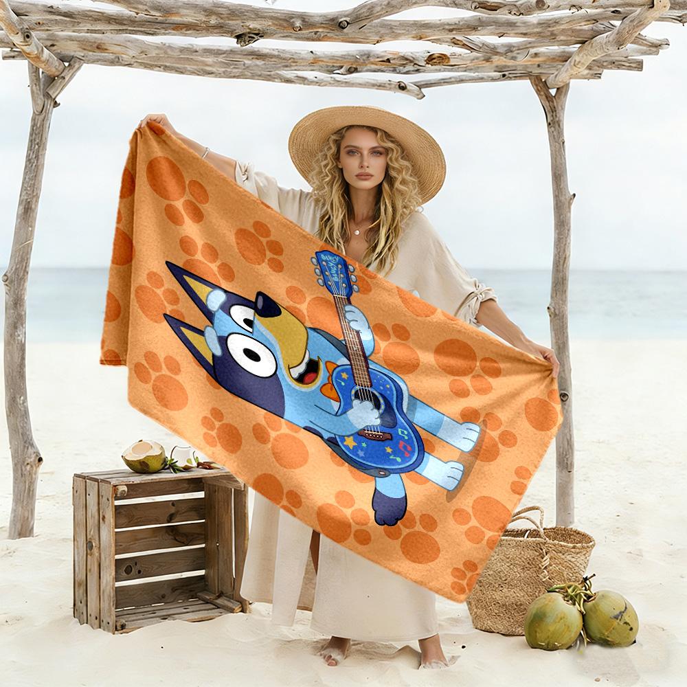 Bluey's Adventure Beach Towel Quick-Dry Soft Microfiber Comfortable Lightweight Suitable for Sports, Travel, Swimming, Yoga, Bathroom, Beach, And Pool