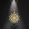 LIKGREAT Flower of Life Pendant Necklace for Women Mandala Chakra Hollow Stainless Steel Charms Jewelry Geometry Amulet Gift