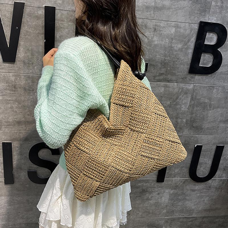 Women's Shoulder Bags Casual Wicker Woven Ladies Handmade Totes Large Capacity Summer Beach Female's Shopper Handbag