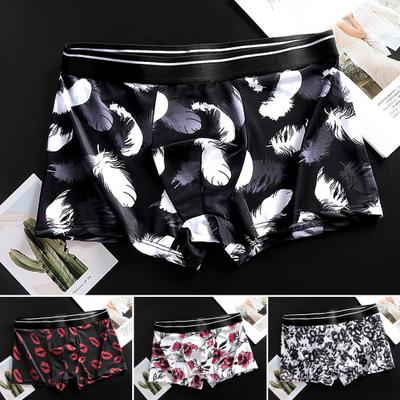 Lenjerie de corp boxer subțire de vară, cu talie mijlocie, cu bandă elastică, cu imprimeu de buze, pantaloni scurți, chiloți în formă de U convex, respirabili, purtați zilnic