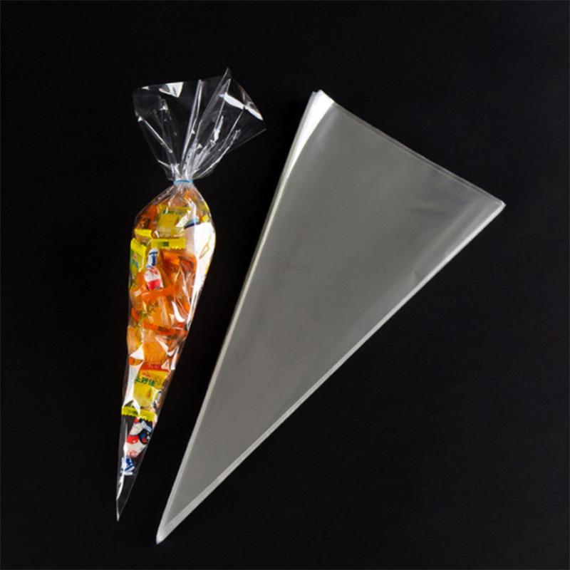 

Transparent OPP Triangle Cone Gift Bags for Candy & Meringue, 18x37 cm, 100/Pack