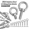 304 Stainless Steel Eye Bolts M8 15-150mm Lifting Bolts Eyelets  Lifting, Marine, Etc.