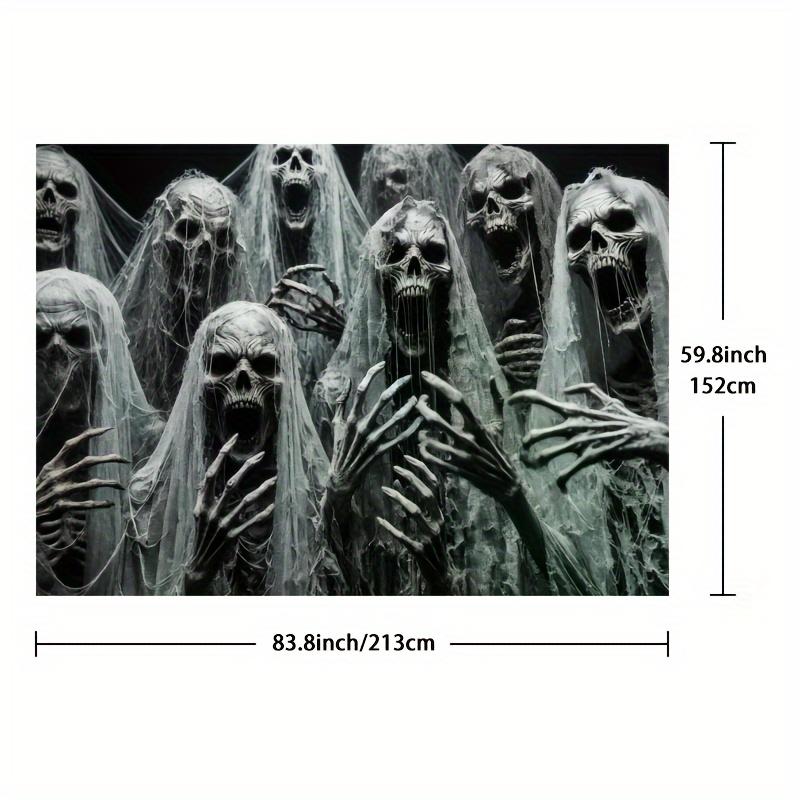 2D Flat Halloween Polyester Background Cloth - Tattered Veil Ghost Perfect for Horror-themed Party Decoration