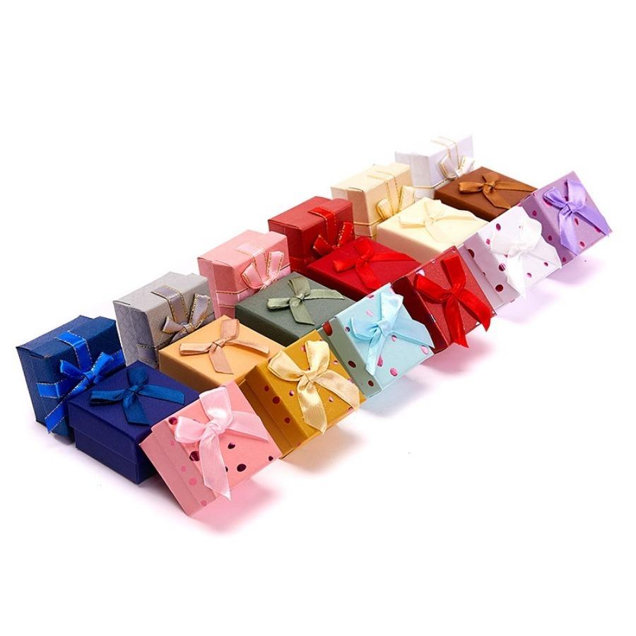 6pcs Bangle Jewelry Ring Earring Necklace Present Gift Box Mini Multi-color Bowknot Gift Boxes Necklace Jewelry Storage Cases