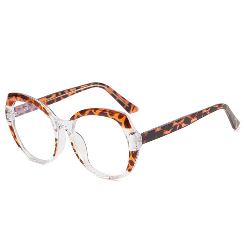Latest Luxury Design Round Shape Transparent Leopard Lady Frame Color Shift Anti Blue Light Hyperopia Reading Glasses +2 +4 +6