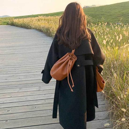 Podzimní zimní dámská bunda s páskem Silný volný rozepínací límec OL na dojíždění