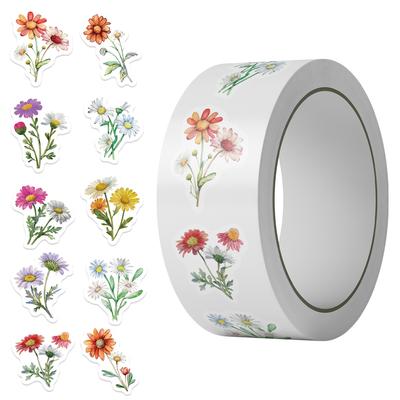500 Bilder/Rolle Rollensticker Klebeband Gänseblümchen Wilde Chrysantheme Handbuch Material Dekorativ Umschlag Mund