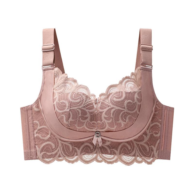 Lace Gathering Bra Women's Adjustable Bra Without Underwire Top Support Anti-sagging Breast Retraction Large-sized Underwear