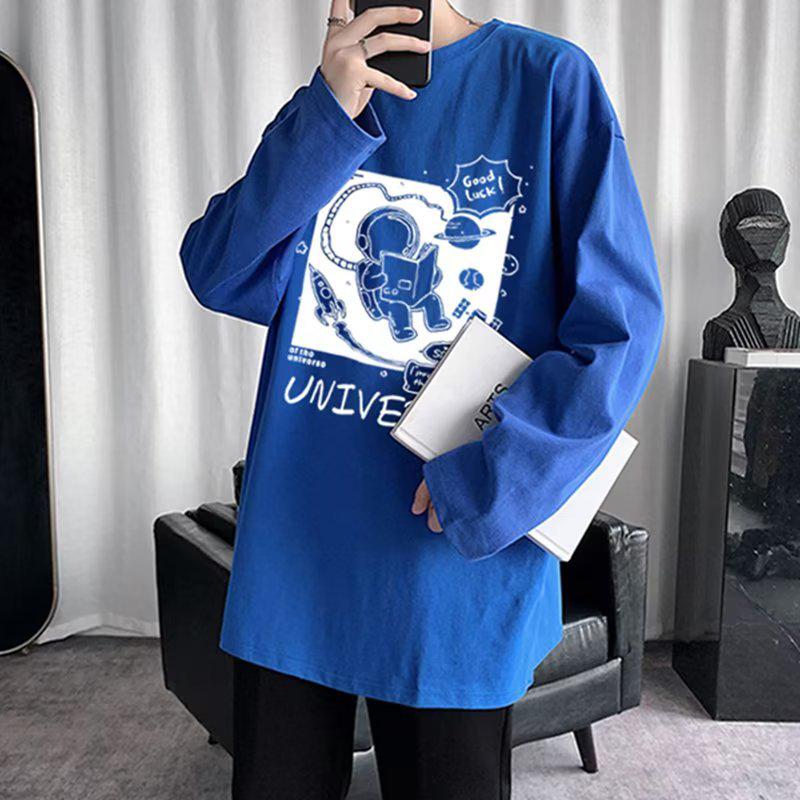 Sweat à capuche imprimé décontracté ample pour homme, haut à manches longues et col rond pour le printemps et l'automne