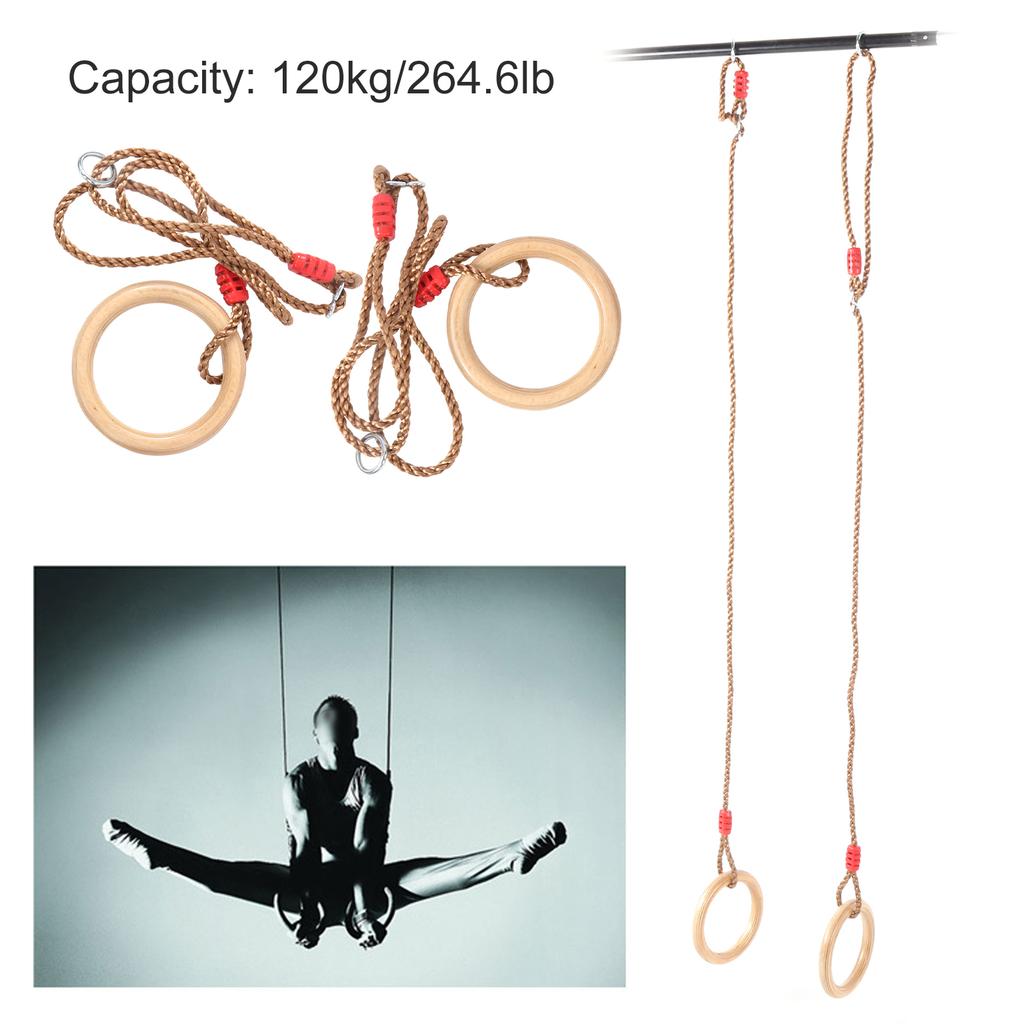 2PcsCelsiusSet Fitness Wooden Gymnastics with Rope Children Sports Wooden Swings s