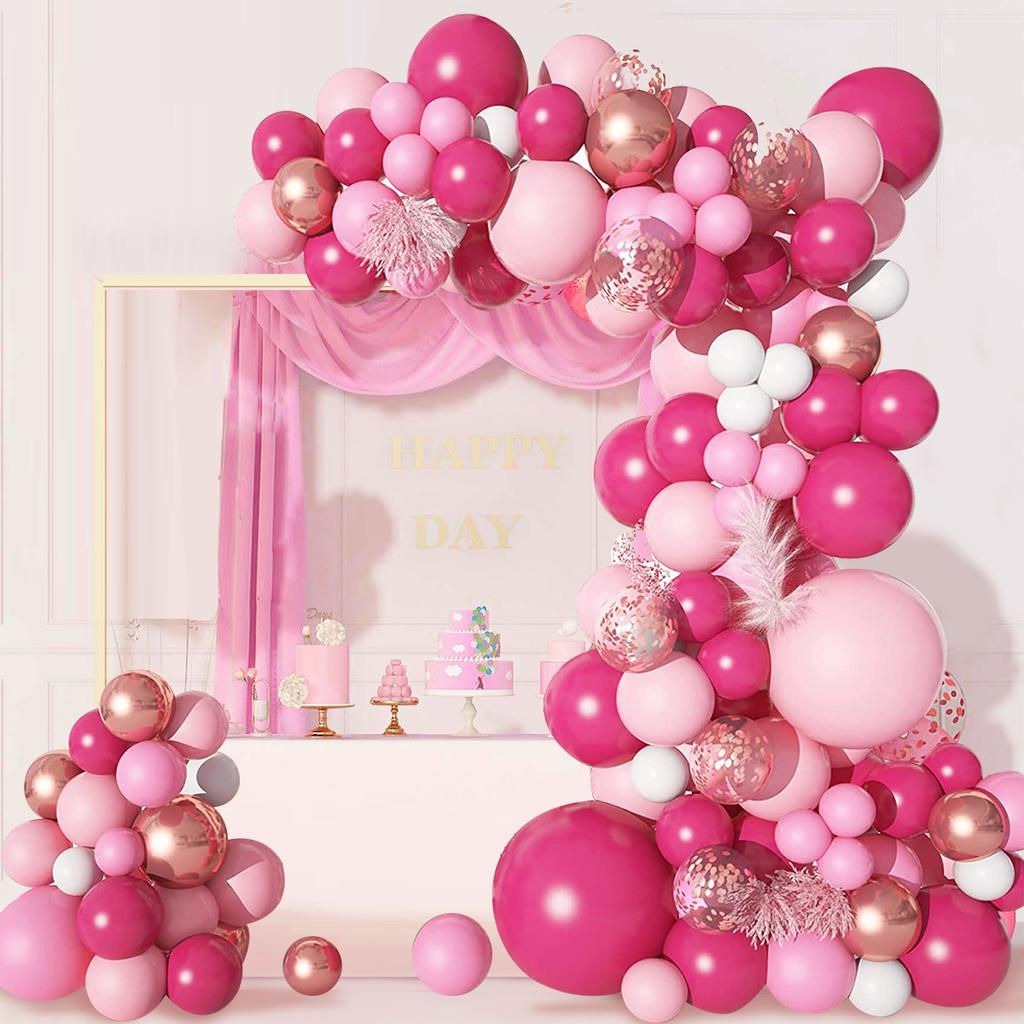 Macaron Pink Balloon Garland Arch Kit Rose Red Confetti Latex Air Balloons Baby Shower Girl Birthday Party Wedding Decorations