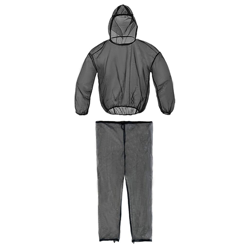 Fiskeklær for menn Utendørs Svart Anti-Plage Drakt for Fotturer Fiske Camping Langermet Skjorte og Bukser